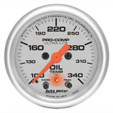 Autometer Ultra-Lite 2-1/16in. / 340 Degree F (Stepper Motor w/Peak & Warn) Oil Temperature Gauge - 4340