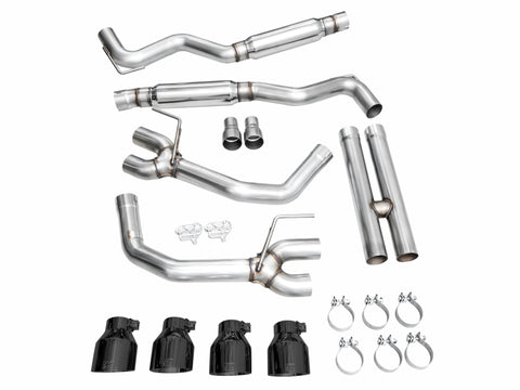 AWE 2024 Ford Mustang Dark Horse S650 RWD Track Edition Cat-Back Exhaust w/ Quad Diamond Black Tips - 3020-43375