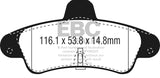 EBC 2001-2003 Mercury Cougar 2.0L Ultimax2 Rear Brake Pads - UD899