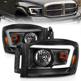 Anzo 06-09 Dodge RAM 1500/2500/3500 Headlights Black Housing/Clear Lens (w/ Light Bars) - 111524