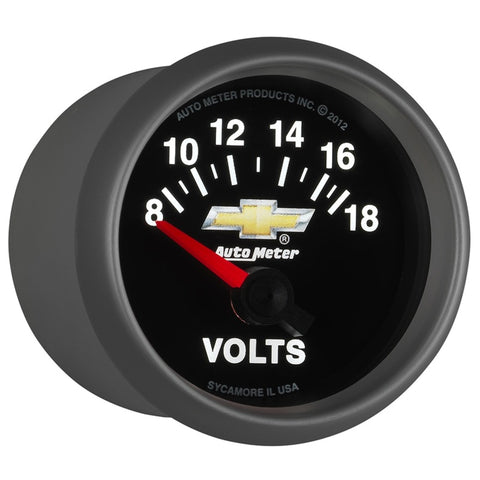 AutoMeter Gauge Voltmeter 2-1/16in. 18V Electric Chevy Gold Bowtie - 880444