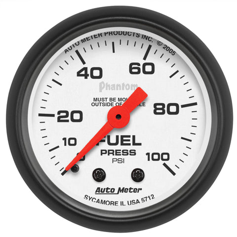 Autometer Phantom 52mm 100 PSI Mechanical Fuel Pressure Gauge - 5712