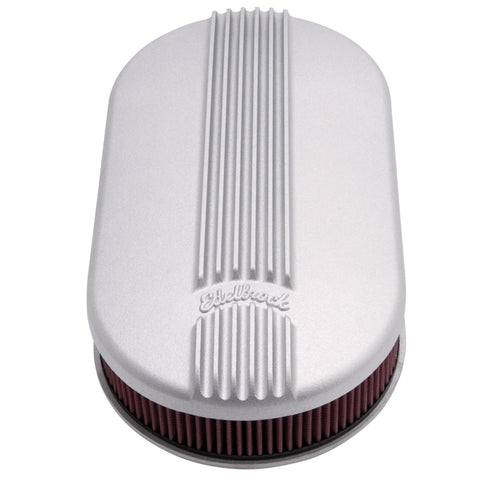 Edelbrock Air Cleaner Classic Series Oval Aluminum 17 5In X 9 35In X 4 45In Dual Carburetor - 41199