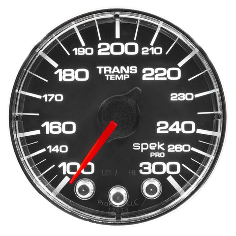 Autometer Spek-Pro Gauge Water Temp 2 1/16in 300f Stepper Motor W/Peak & Warn Blk/Chrm - P346318