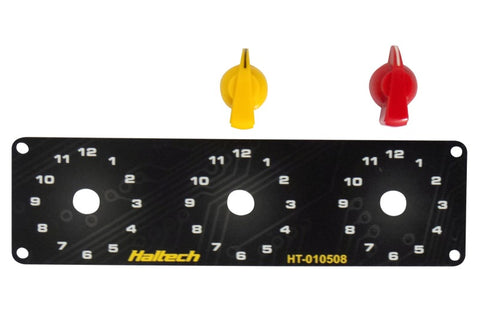 Haltech Triple Switch Panel Kit w/Yellow & Red Knobs - HT-010510