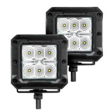 Go Rhino Xplor Bright Series Cube LED Flood Light Kit (Surface/Threaded Stud Mount) 3x3 - Blk (Pair) - 751803023FCS
