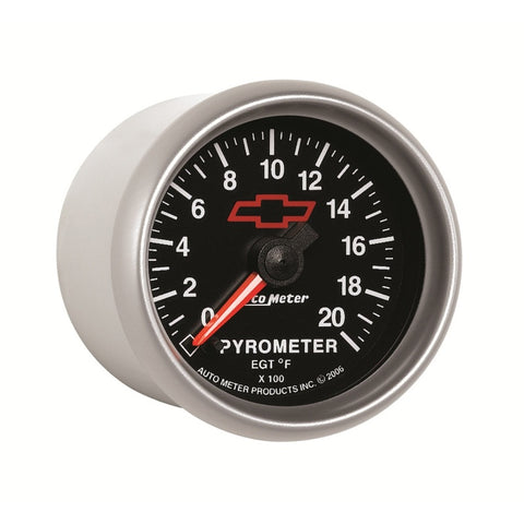 AutoMeter Gauge Pyrometer (Egt) 2-1/16in. 2000 Deg. F Stepper Motor Chevy Red Bowtie Black - 3645-00406