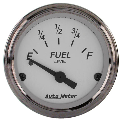 AutoMeter Gauge Fuel Level 2-1/16in. 0 Ohm(e) to 30 Ohm(f) Elec American Platinum - 1907