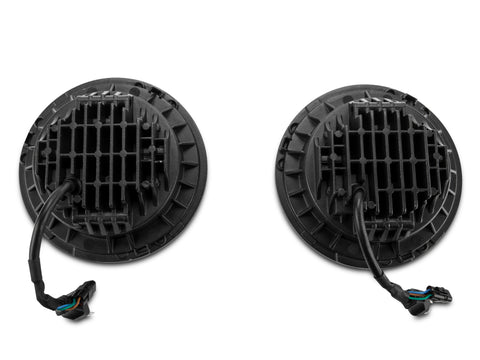 Raxiom 97-18 Jeep Wrangler TJ/JK Axial Halo Headlights w/ DRL Amber Signals- Blk Hsng (Clear Lens) - J108037