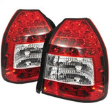 Spyder Honda Civic 96-00 3DR LED Tail Lights Red Clear ALT-YD-HC96-3D-LED-RC - 5004949