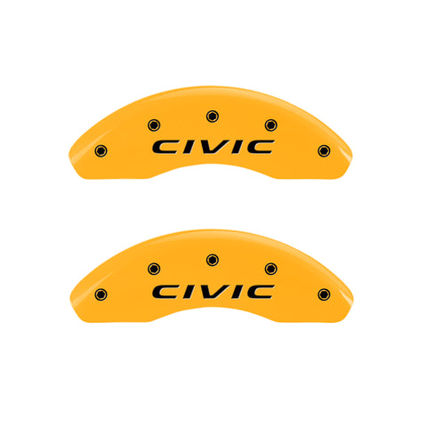 MGP 4 Caliper Covers Engraved Front 2016/CIVIC Engraved Rear 2016/CIVIC Yellow finish black ch - 20218SCVCYL