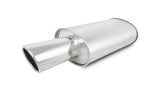 Vibrant StreetPower Turbo Oval Muffler with 4in Round Tip Angle Cut Rolled Edge - 3in inlet I.D. - 1042