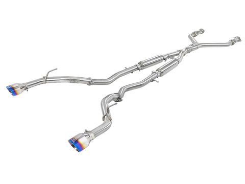 aFe POWER Takeda 2.5in 304 SS CB Exhaust w/ Blue Flame Tips 17-19 Infiniti Q60 V6-3.0L (tt) - 49-36134NM-L