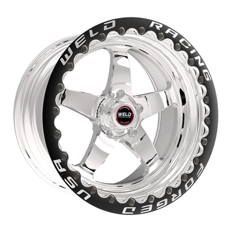 Weld S71 15x8.33 / 5x4.75 BP / 5.5in. BS Polished Wheel (Low Pad) - Black Single Beadlock MT - 71LP508B55F