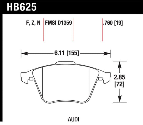Hawk 2001-2010 Audi S3 European HPS 5.0 Front Brake Pads - HB625B.760