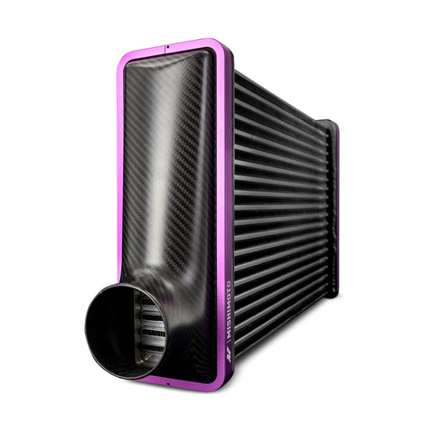 Mishimoto Universal Carbon Fiber Intercooler - Matte Tanks - 450mm Gold Core - S-Flow - C V-Band - MMINT-UCF-M4G-S-C