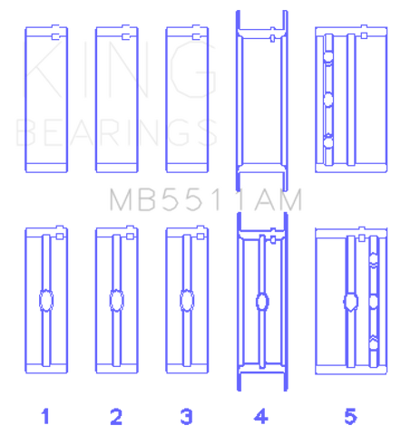 King GM V8 OHV 16 Valve (Size STD) Main Bearing Set - MB5511AM