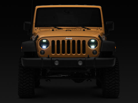 Raxiom 97-18 Jeep Wrangler TJ/JK Axial Series 13-LED Headlights- Black Housing (Clear Lens) - J150093