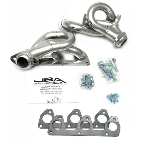 JBA 98-01 Ford Ranger 3.0L V6 w/EGR 1-1/2in Primary Silver Ctd Cat4Ward Header - 1647SJS