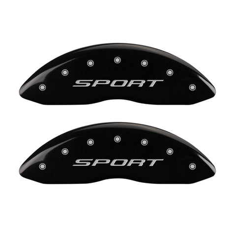 MGP 4 Caliper Covers Engraved front & Rear 2015/Sport Black finish silver ch - 10241SSPTBK