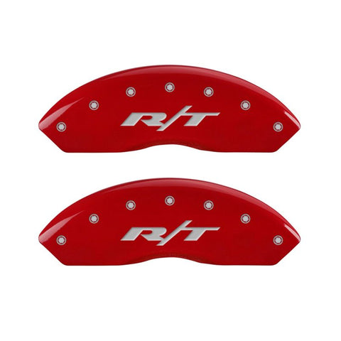 MGP 4 Caliper Covers Engraved Front & Rear RT Red finish silver ch - 12200SRT1RD