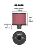 K&N Steel Base Crankcase Vent Filter/Breather 1in Vent OD x 2in OD x 1.5in Height - 62-1040