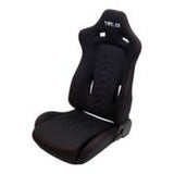 NRG Sport Seats (Pair) Cloth w/NRG Logo & NRG Arrow Cushion Imprint - Black w/Red Stitch - RSC-800L/R
