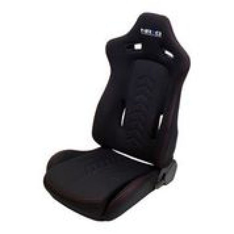 NRG Sport Seats (Pair) Cloth w/NRG Logo & NRG Arrow Cushion Imprint - Black w/Red Stitch - RSC-800L/R