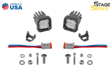 Diode Dynamics Stage Series C1 LED Pod - White SAE Fog Standard WBL (Pair) - DD6846P