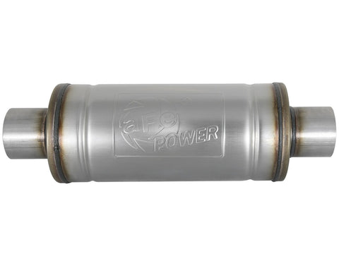 aFe MACH Force-Xp 409 SS Muffler 3in Center/Center 14in L x 6in Dia - Round Body - 49M00012