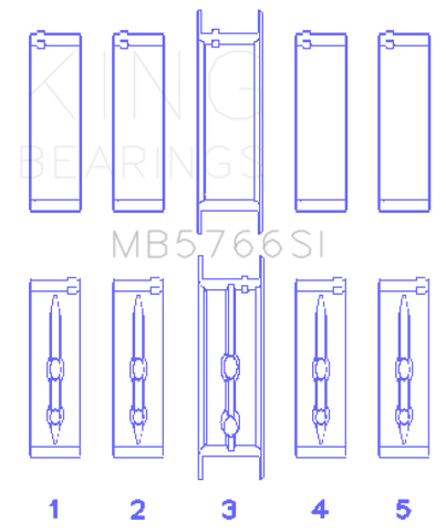 King Engine Bearings GM LS1/2/4/6 (Housing Bore +.010) (Size STD) Main Bearing Set - MB5766SI