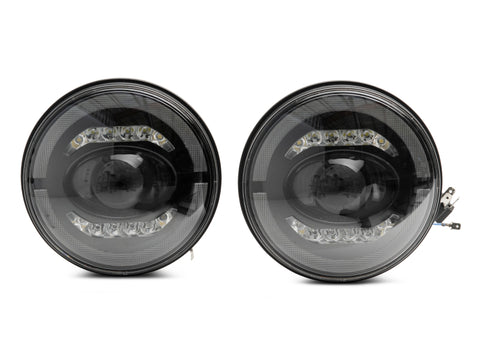 Raxiom 07-18 Jeep Wrangler JK Axial Series LED Headlights- Black Housing (Clear Lens) - J132813