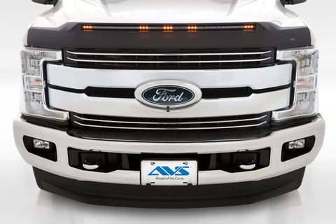 AVS 2017-2019 Ford F250 Super Duty Aeroskin Low Profile Hood Shield w/ Lights - Black - 753135