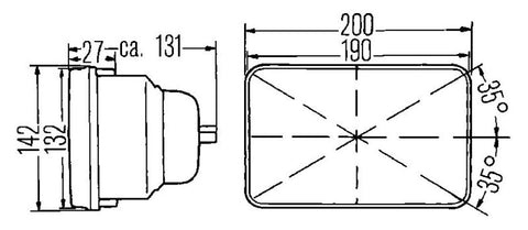 Hella Vision Plus 8in x 6in Sealed Beam Conversion Headlamp - Single Lamp - 003427291