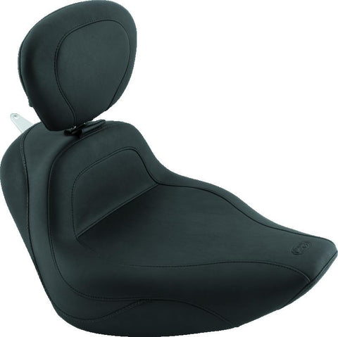 Mustang 06-17 Harley Softail Wide Tire (200mm) Sport Touring Solo Seat w/Driver Backrest - Black - 79534