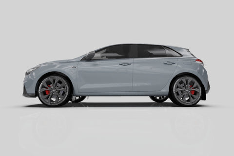 Rally Armor 19-21 Hyundai Elantra GT N Line/i30 Black UR Mud Flap w/Grey Logo - MF59-UR-BLK/GRY