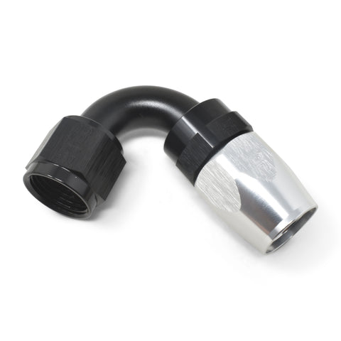 Russell Performance -10 AN Black/Silver 120 Degree Tight Radius Full Flow Swivel Hose End - 613423