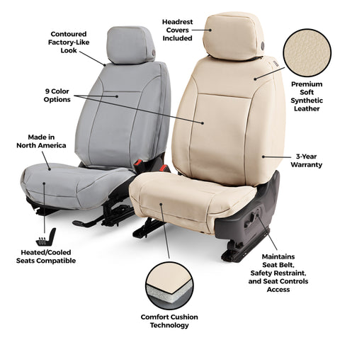 Covercraft 23-26 Ford F250-F550 SD Leatherette PrecisionFit Custom Front Row Seat Covers - Med Grey - GTF4347ABLTMG