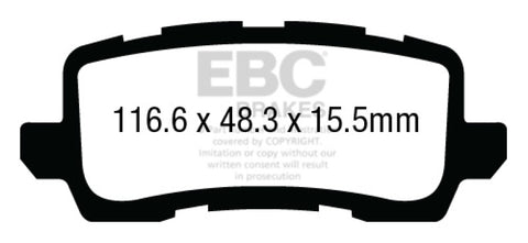EBC 13+ Acura RLX 3.5 Ultimax2 Rear Brake Pads - UD1698