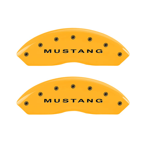 MGP 4 Caliper Covers Engraved Front Mustang - Engraved Rear S197/GT - Yel Finish Blk Characters - 10197SMG2YL