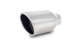 Vibrant 4in Round SS Exhaust Tip (Double Wall Resonated Angle Cut Rolled Edge) - 1303