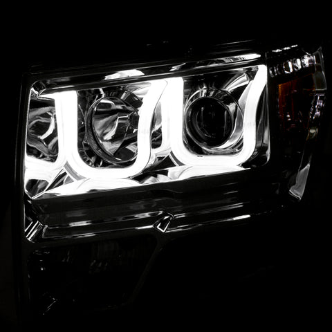 ANZO 2009-2014 Ford F-150 Projector Headlights w/ U-Bar Chrome Amber (HID TYPE) (WITHOUT HID KIT) - 111352