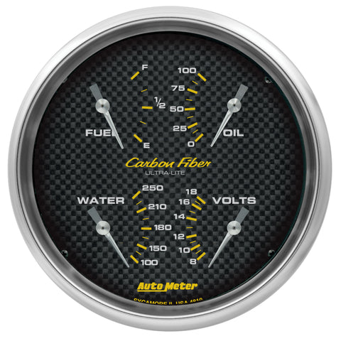 Autometer Carbon Fiber Quad Gauge 5in. 240Ohm (E) - 33Ohm (F) Electric - 4810