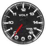 Autometer Spek-Pro Gauge Voltmeter 2 1/16in 16V Stepper Motor W/Peak & Warn Blk/Chrm - P344318