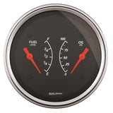 AutoMeter Gauge Dual Fuel & Oilp 3-3/8in. 240 Ohm(e) to 33 Ohm(f) & 100PSI Elec Designer Black - 1413
