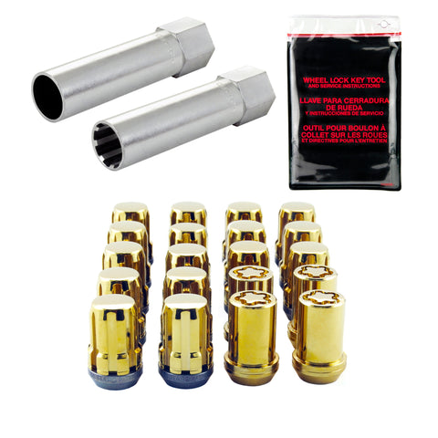 McGard SplineDrive Tuner 5 Lug Install Kit w/Locks & Tool (Cone) M12X1.5 / 13/16 Hex - Gold - 65557GD