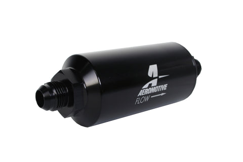 Aeromotive In-Line Filter - (AN -8 Male) 40 Micron Stainless Mesh Element Bright Dip Black Finish - 12378