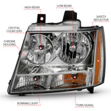 ANZO 2007-2014 Chevy Tahoe Crystal Headlight Chrome Amber(OE) - 111475