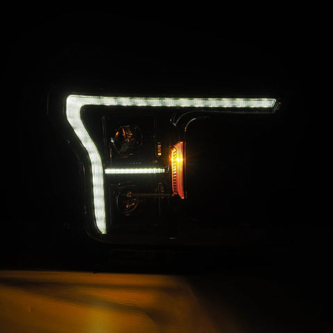 AlphaRex 18-20 Ford F-150 (Req. Conv F150 w/LED) LUXX LED Proj HL Alpha-Blk w/Actv Lt Seq Sig SB DRL - 880251