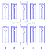 King Chrysler 148/148 Turbo DOHC 16V / Jeep 148 DOHC 16V (Size +0.5mm) Main Bearing Set - MB5270AM0.5